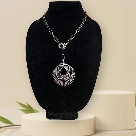 Handmade Silver Boho Peacock Statement Necklace - Picture 1 of 2